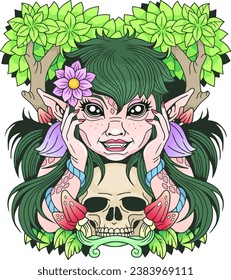 mythological forest fairy, design illustration