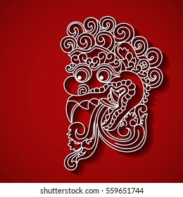 Mythological god's face. Balinese tradition. Vector file, EPS 10.