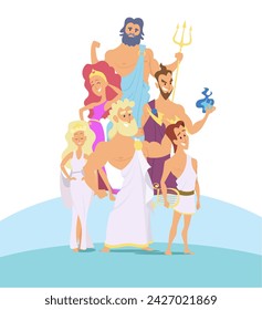 Mythological gods. fantasy characters male and female olympic gods vector characters