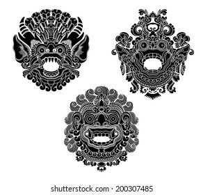 Mythological god's masks.