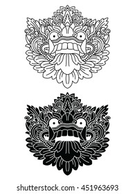 Mythological god's masks. Balinese style. Barong EPS10