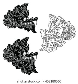 Mythological god's masks. Balinese style. Barong EPS10