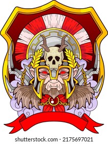 mythological greek god of war Ares, illustration design