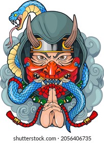 mythological japanese assassin shinobi, illustration design