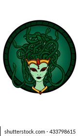 Mythological monster medusa. Myths of ancient Greece. Classic vision of medusa portrait.