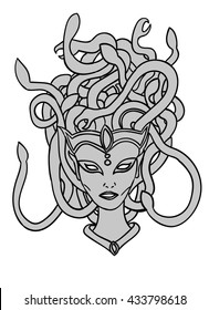 Mythological monster medusa. Myths of ancient Greece.Classic vision of medusa portrait.