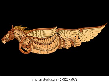 Mythological Pegasus Horse in a decorative pattern