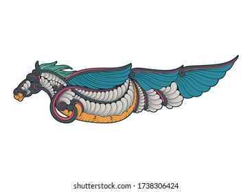 Mythological Pegasus Horse in a decorative pattern
