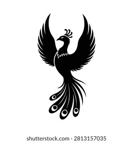 Mythological phoenix bird emblem a powerful symbol of renewal. Ideal for branding logos and thematic designs.