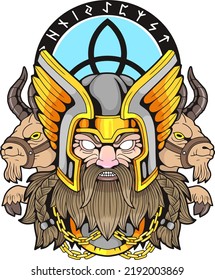 mythological scandinavian god of thunder thor, design illustration