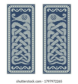 Mythological serpent Jormungand. Illustration in the Scandinavian Celtic style, isolated on white, vector illustration