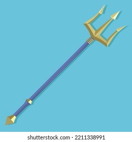 mythological trident on blue background vector illustration