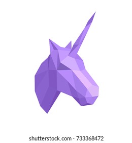 Mythological unicorn logo polygon style vector