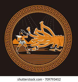 mythology hercules fighting the hydra monster