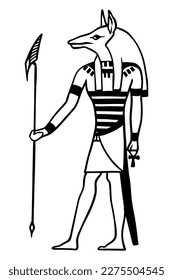 Mythology idols Anubis, Egyptian god - vector illustration - Out line
