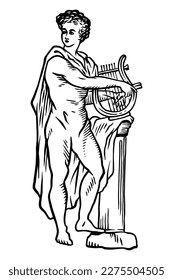 Mythology idols Apollo - vector illustration - Out line