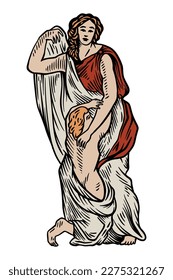 Mythology idols Niobe and her children - vector illustration 