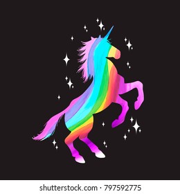 
Mythology illustration set of unicorn silhouette, unicorn with watercolor