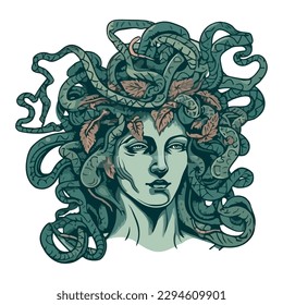 mythology medusa face icon isolated