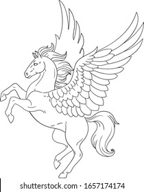 Mythology pegasus. Isolated outline for coloring book