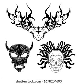 mythology tattoo stickers portraits set