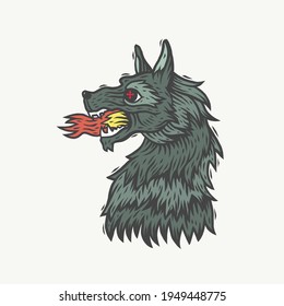 A mythology wolf. Can be used as a sketch of a tattoo.