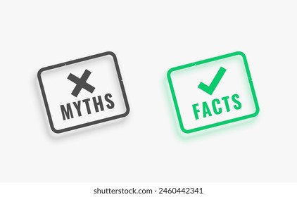 myths and facts comparison rubber stamp on white background vector