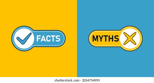 Myths Facts. Flat stroke style trend modern logotype graphic design with megaphone and speech bubble icon