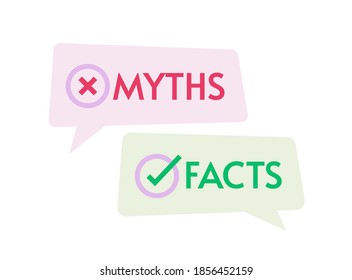 Myths facts icon vector color concept, idea of true or false information, fake or truth