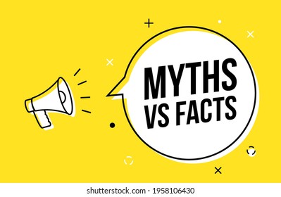 Myths and facts logo vector megaphone background. Check fact truth fake concept