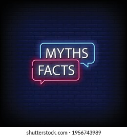 Myths Facts Neon Signs Style Text Vector