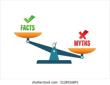 Myths facts scale. Facts, great design for any purposes. Vector stock illustration