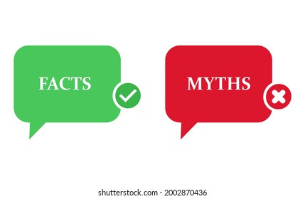 Myths Facts sign button.Vector illustration isolated on white background.Eps 10.