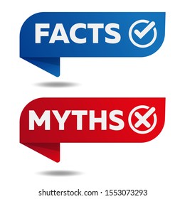 Myths facts sign vector banner on white background

