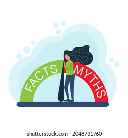 Myths facts. Speech bubble icons. Vector illustration on white background.