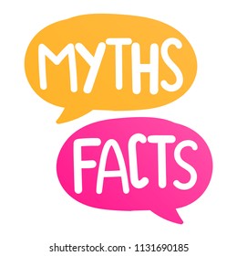 Myths Facts. Vector Lettering Illustration On White Background.