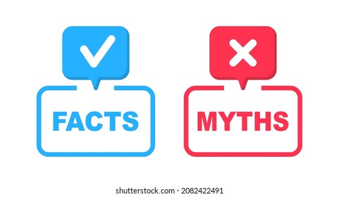 Myths facts. Myths vs facts banners. Badges for marketing and advertising. Vector illustration.