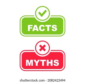 Myths facts. Myths vs facts banners. Badges for marketing and advertising. Vector illustration.