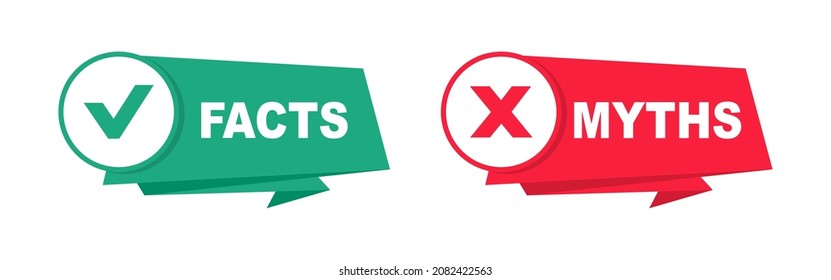 Myths facts. Myths vs facts banners. Badges for marketing and advertising. Vector illustration.