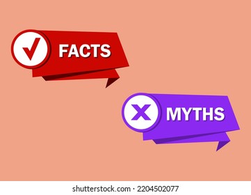 Myths facts. Myths vs facts banners. Badges for marketing and advertising. Vector illustration.