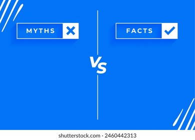 myths versus facts battle list concept with text space vector