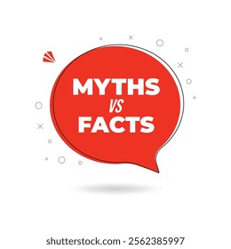 Myths versus Facts symbol icon banner template. Vector untruth, superstition evidence reality show badge, truth and false badge, disbelieve quiz header. Truth or lie quiz, fake or proof. Vector