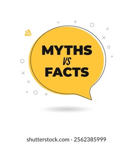 Myths versus Facts symbol icon banner template. Vector untruth, superstition evidence reality show badge, truth and false badge, disbelieve quiz header. Truth or lie quiz, fake or proof. Vector