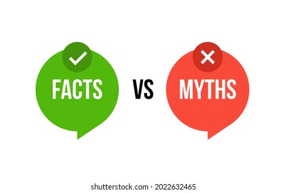 Myths vs fact check icon. Fake or true bubble concept rumor news vector logo background