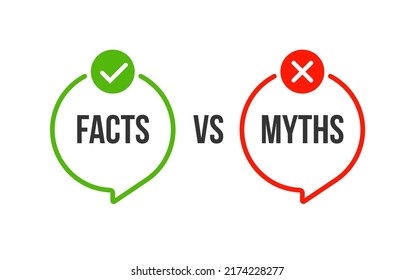 Myths vs fact check icon. Fake or true bubble concept rumor news vector logo background