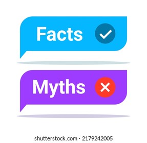 Myths vs fact check icon. Fake or true bubble concept rumor news vector logo background