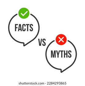 Myths vs fact check icon. Fake or true bubble concept rumor news vector logo background