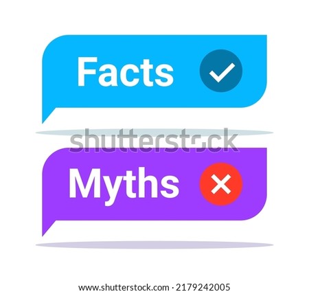 Myths vs fact check icon. Fake or true bubble concept rumor news vector logo background