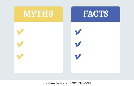 Myths vs facts. Check list concept. Vector illustration