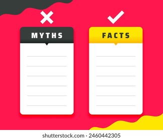 myths vs facts check list concept with text space vector